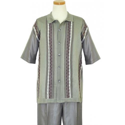 Silversilk Grey 2 Pc Knitted Silk Blend Outfit # 2919